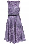 Gabby Style Abstract Print Sleeveless Jewel Neckline Pleated A-Line Dress